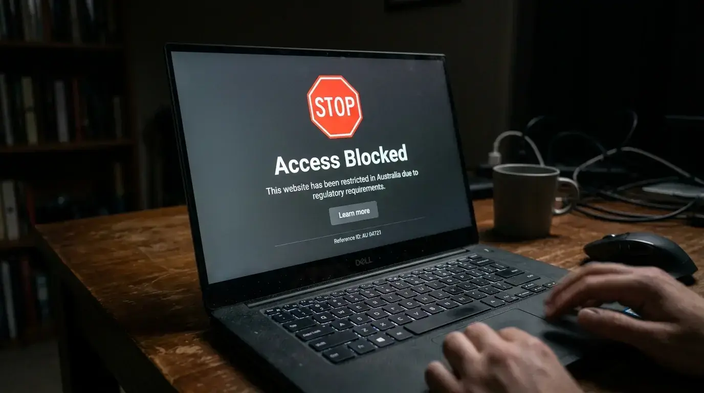 ACMA site blocked notification screen displayed to Australian internet users