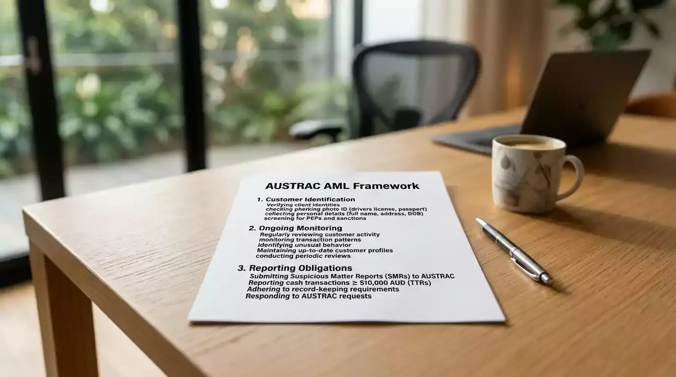 AUSTRAC AML framework showing requirements for gambling operators