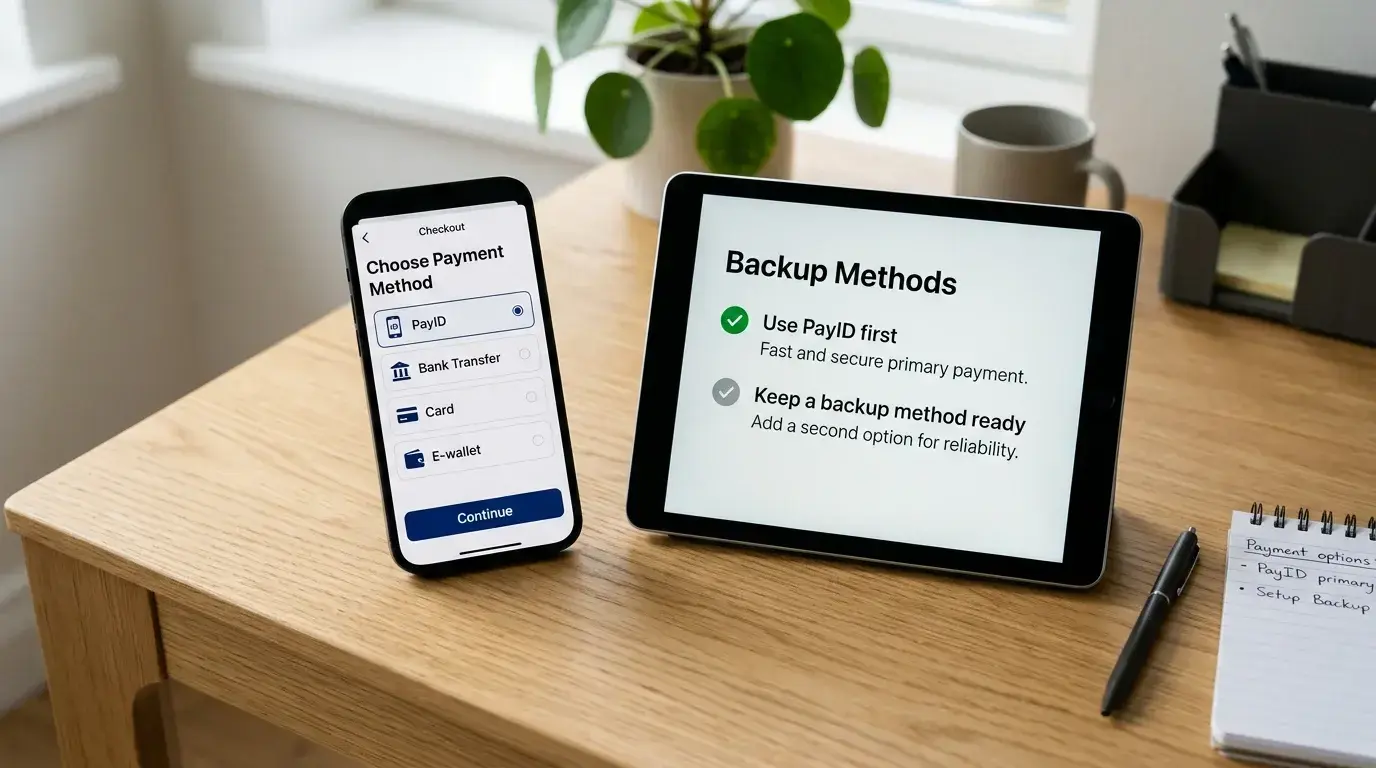Backup payment method strategy using both PayID and POLi at online casinos