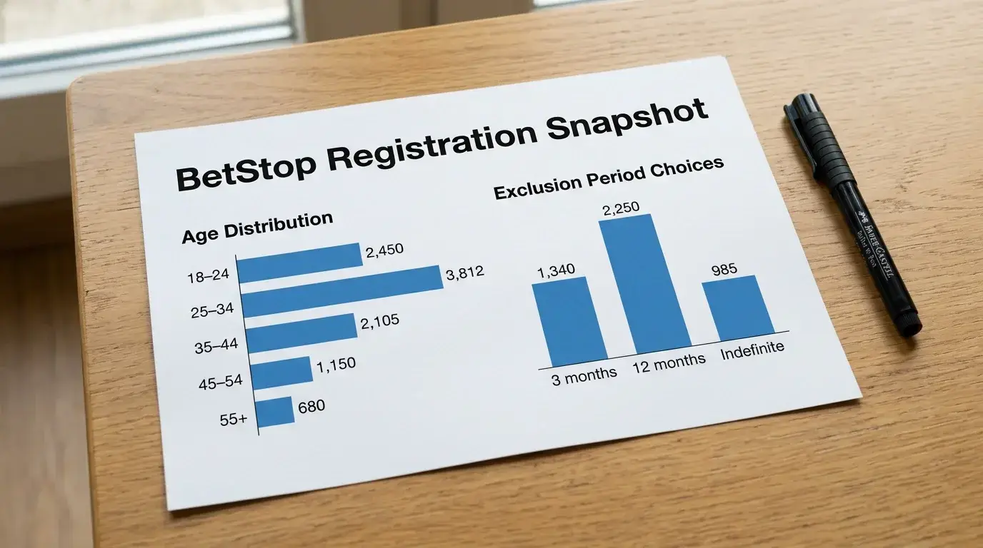 BetStop registration demographics showing age distribution and exclusion period choices