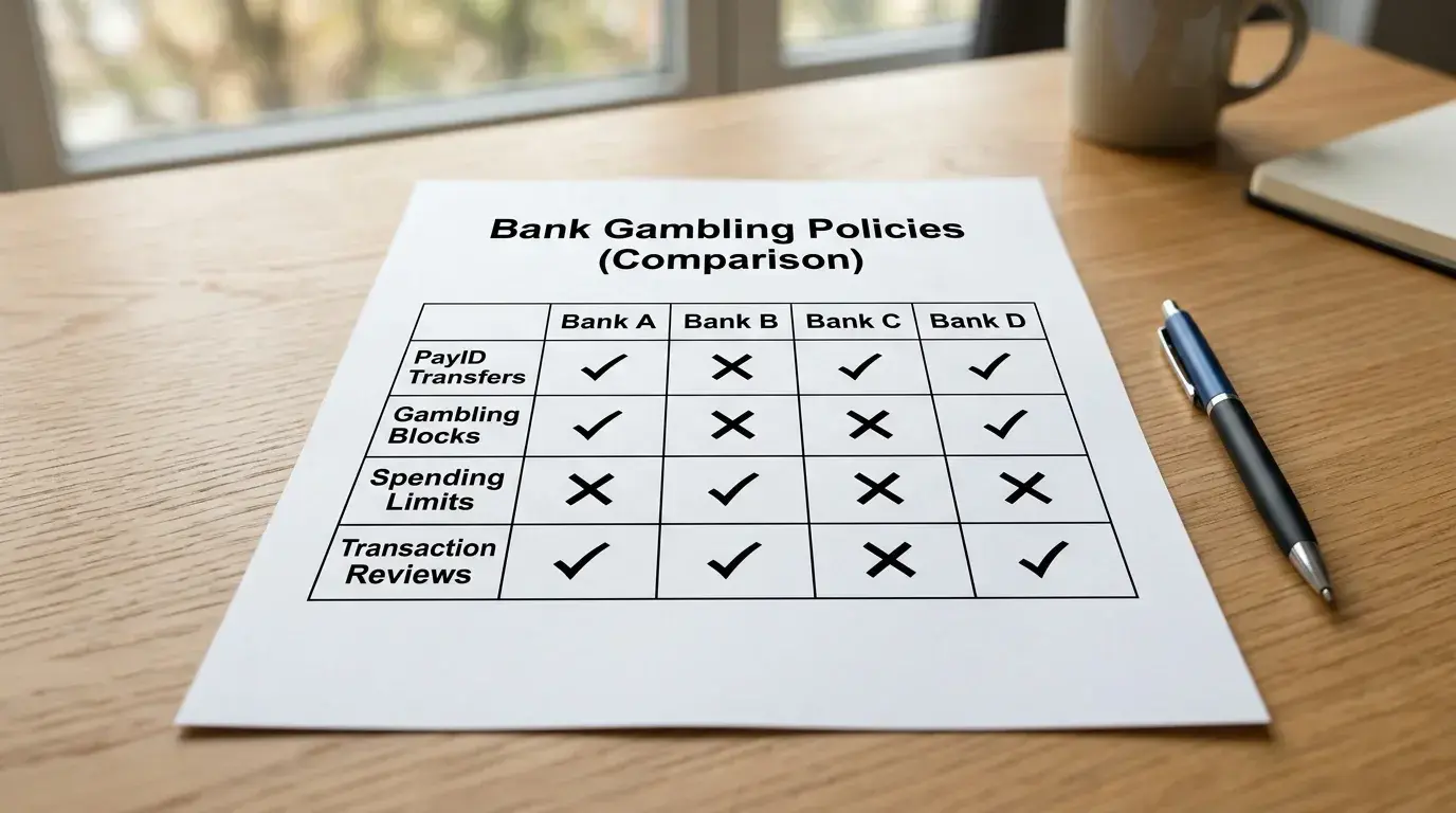 Big Four Australian bank PayID gambling policies comparison overview