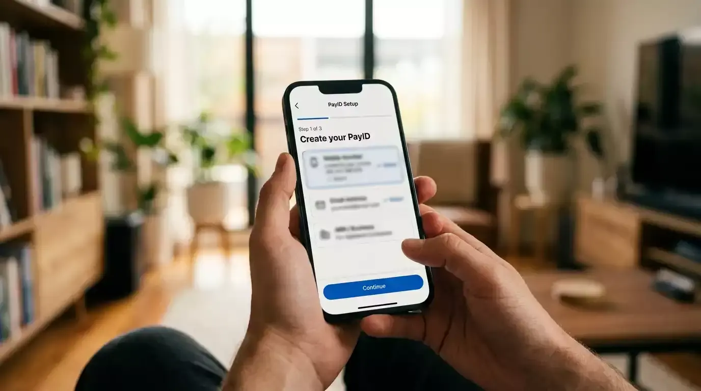 Step-by-step PayID setup in the CommBank mobile banking app
