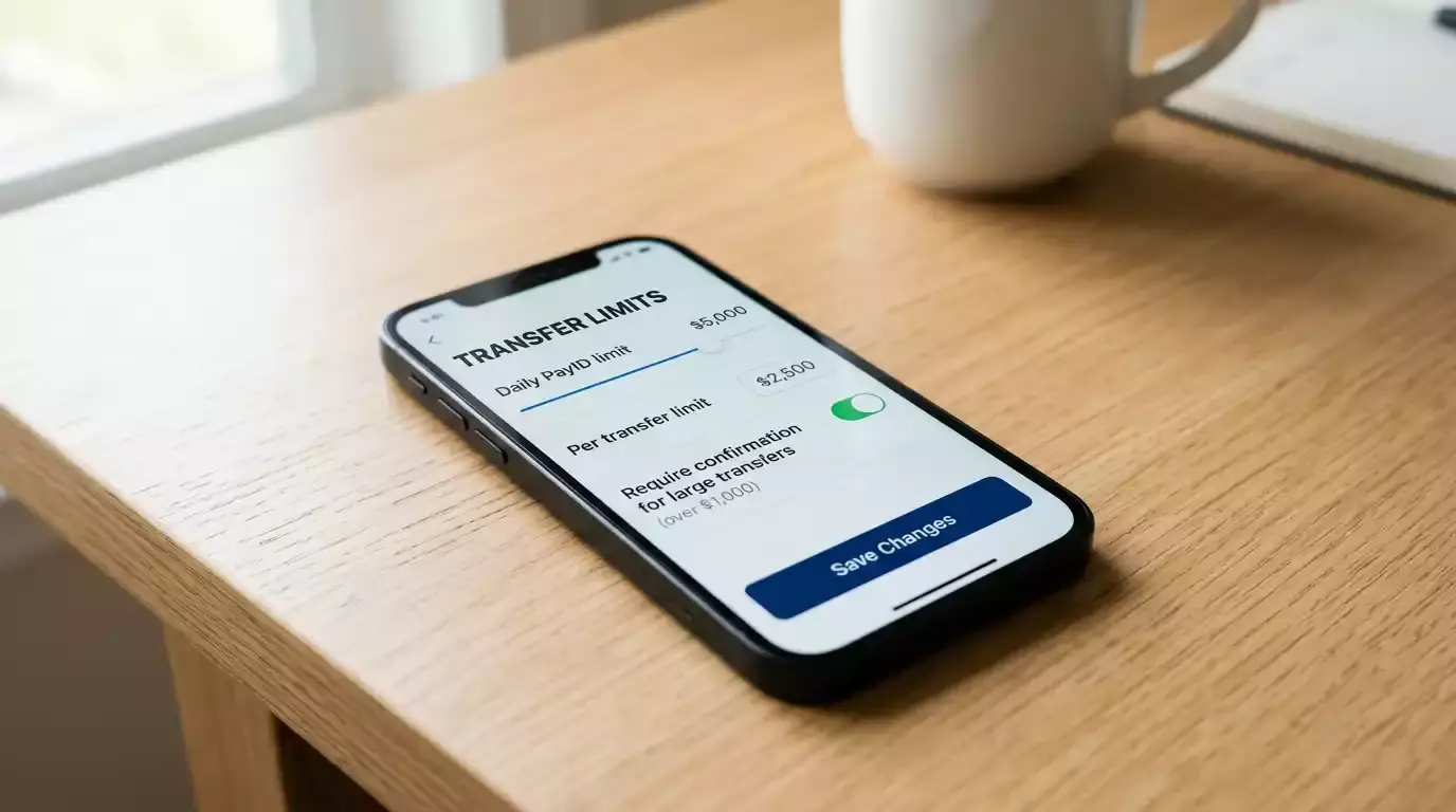 CommBank daily transfer limit settings for PayID payments
