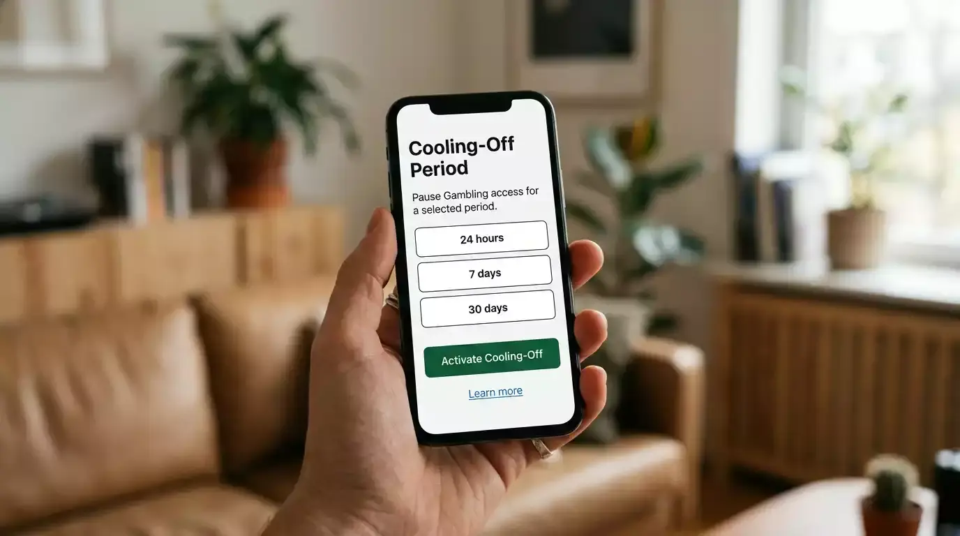 Cooling-off period activation screen at a PayID casino