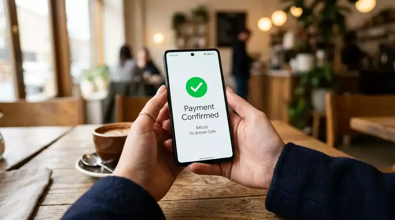 PayID payment interface on a mobile banking app with casino balance confirmation screen
