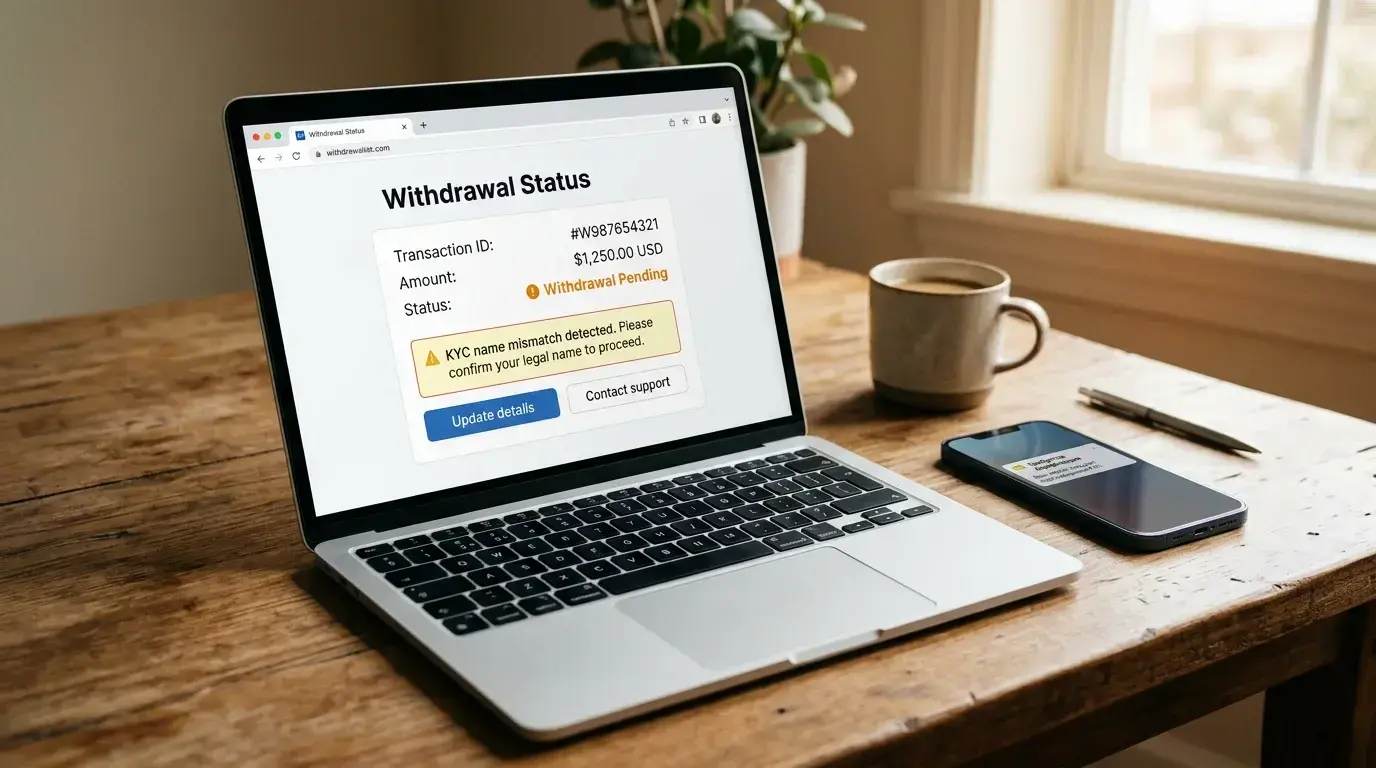 KYC name mismatch causing PayID casino withdrawal delays