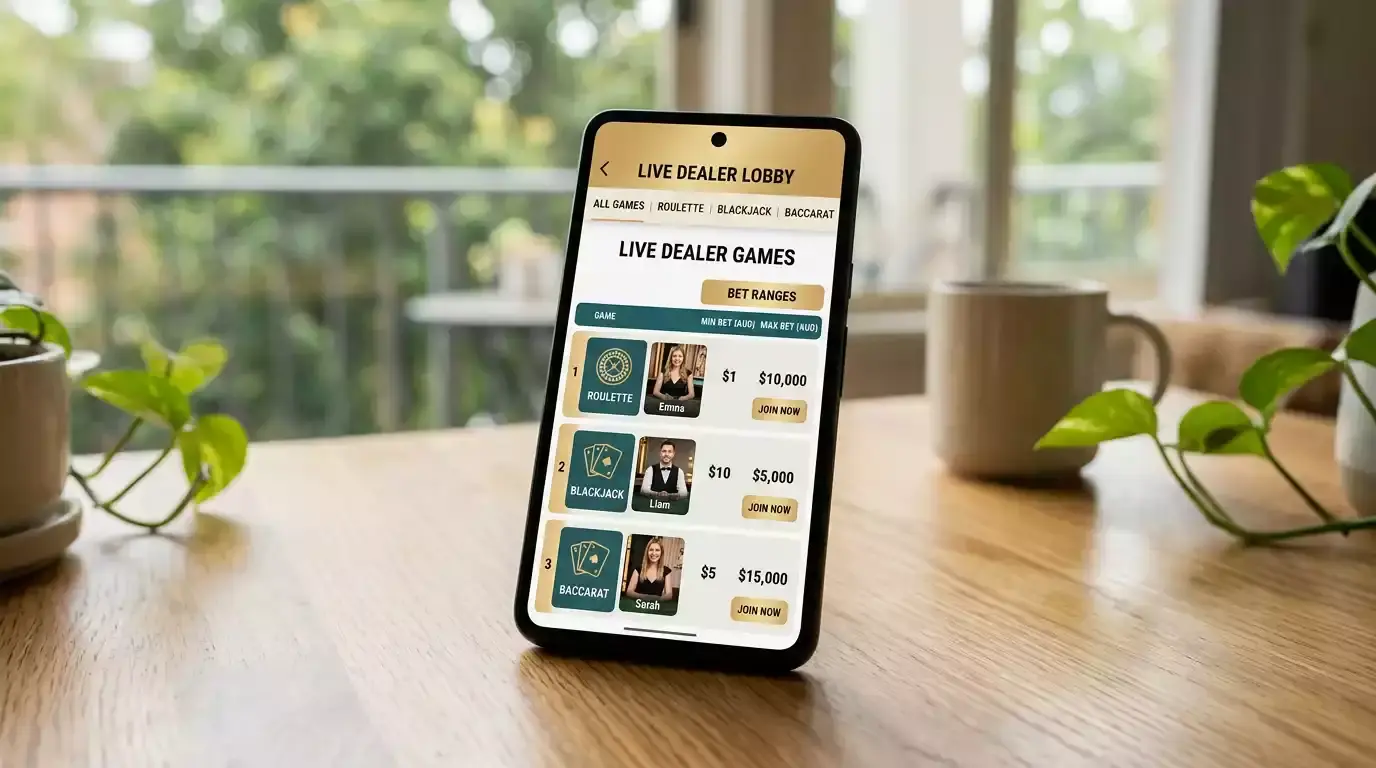 Live dealer bet ranges across different game types at PayID casinos