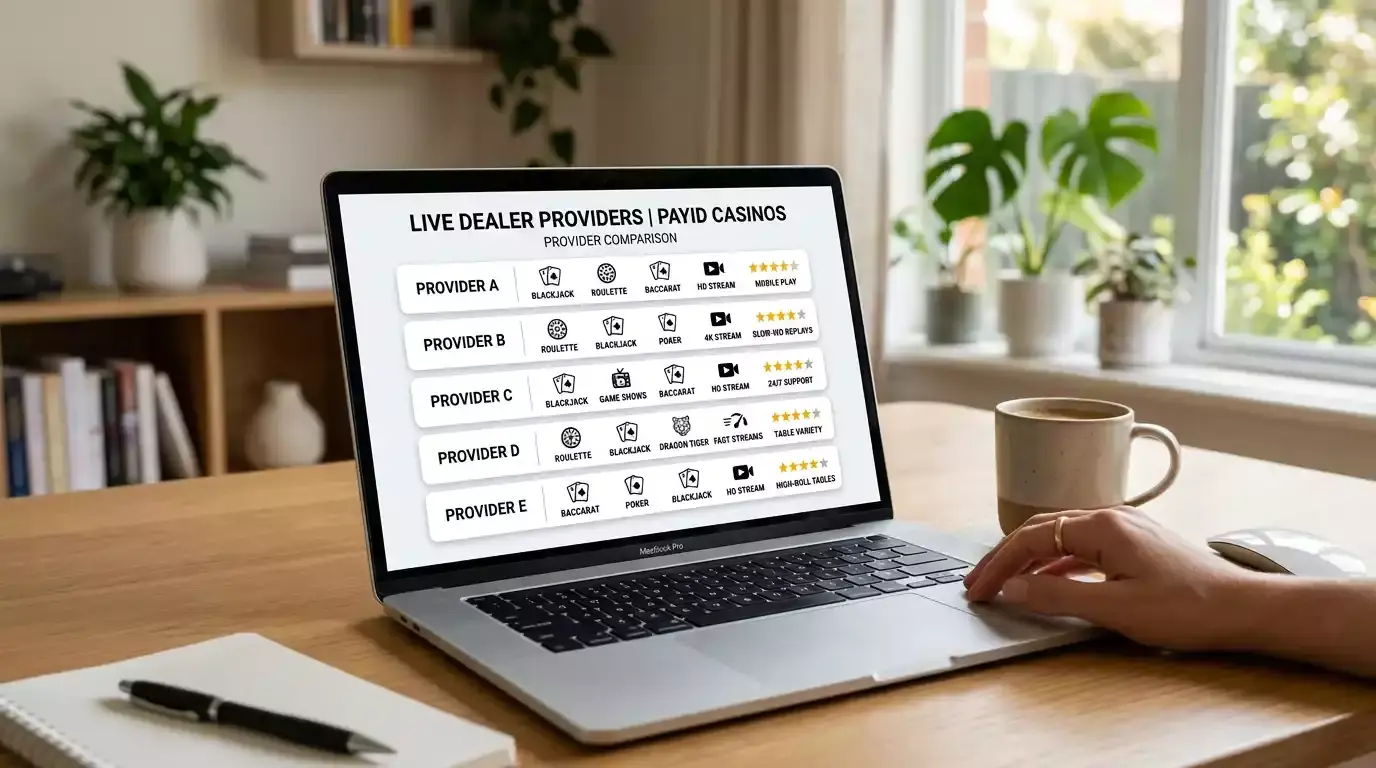 Comparison of live dealer game providers available at PayID casinos