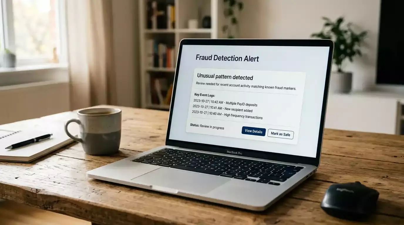 NAB fraud detection system monitoring unusual gambling transaction patterns