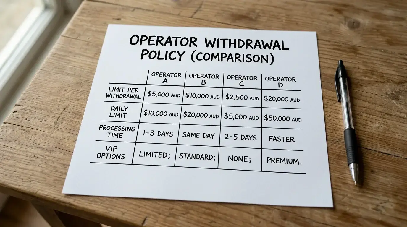 Withdrawal limit comparison across different PayID casino operators