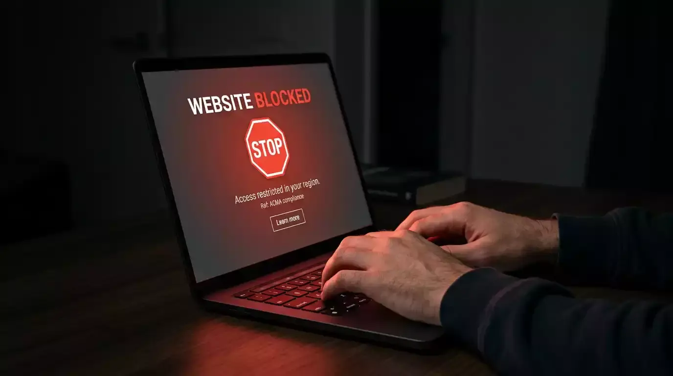 ACMA gambling site blocking notification for Australian PayID casino players