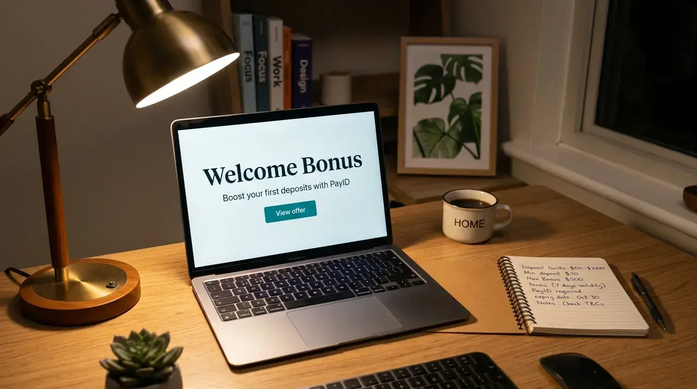 PayID casino bonus types including welcome offers and free spins for Australian players