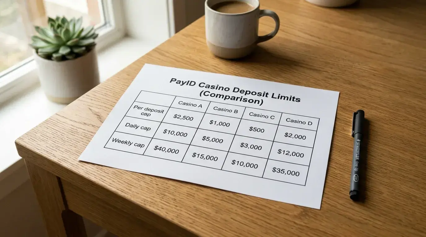 Deposit limit comparison chart across different PayID casinos
