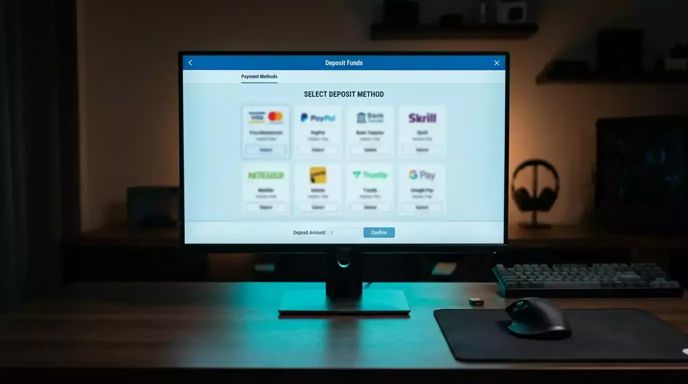 Online casino cashier page showing PayID as a deposit option alongside other payment methods