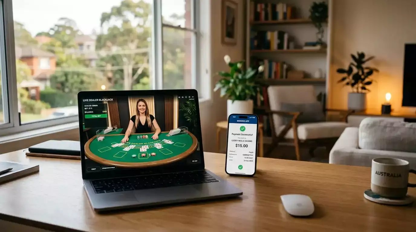 Live dealer casino game session at a PayID casino in Australia