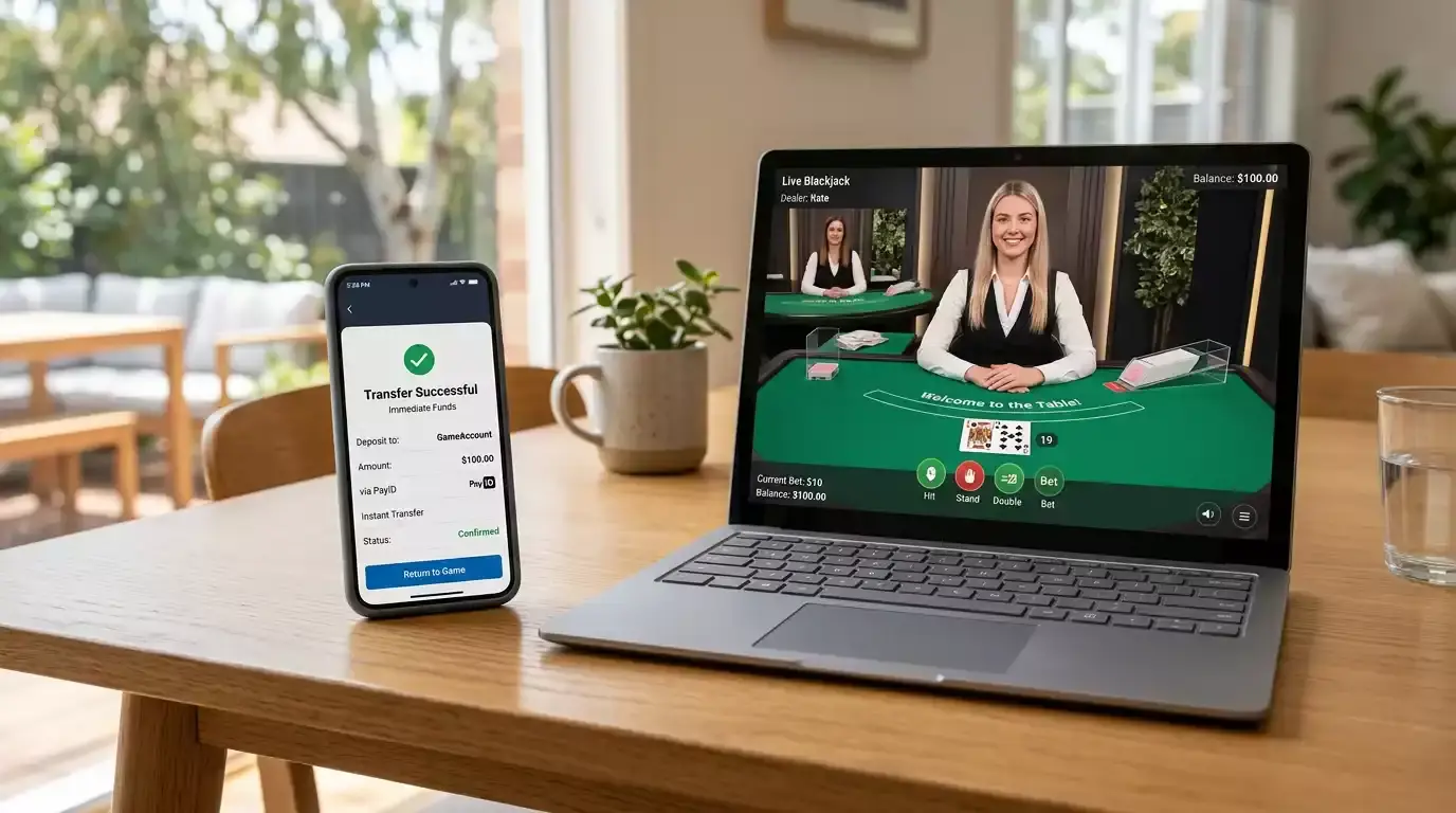 PayID instant deposit enabling immediate access to live dealer tables