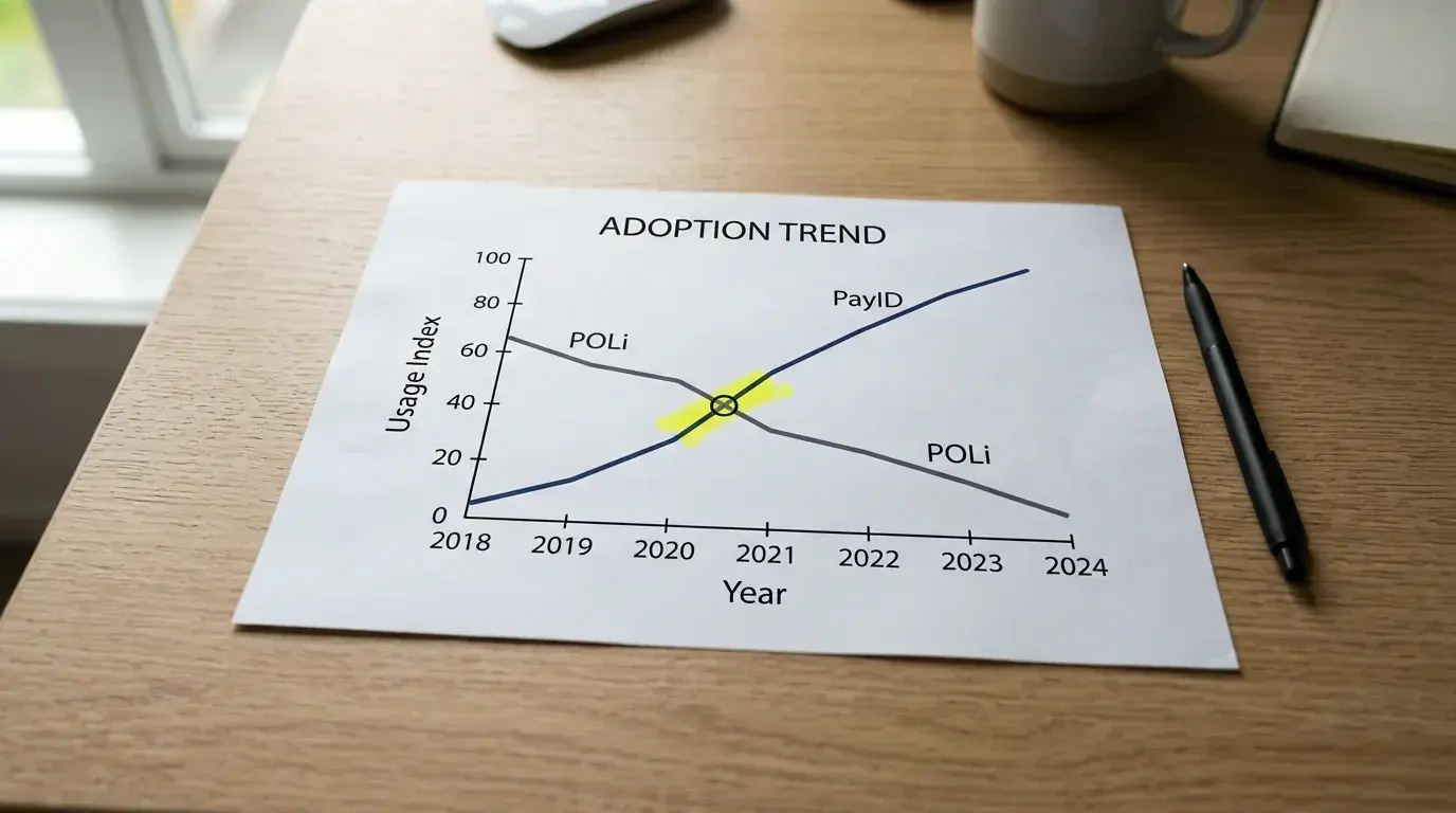 PayID adoption growth trend compared with POLi declining market share