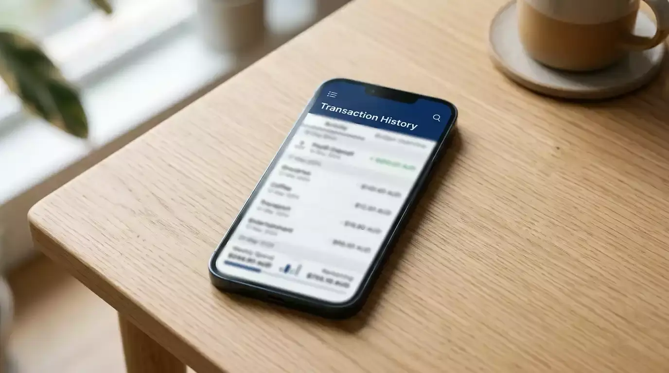 PayID transaction history in banking app showing gambling deposits alongside daily spending