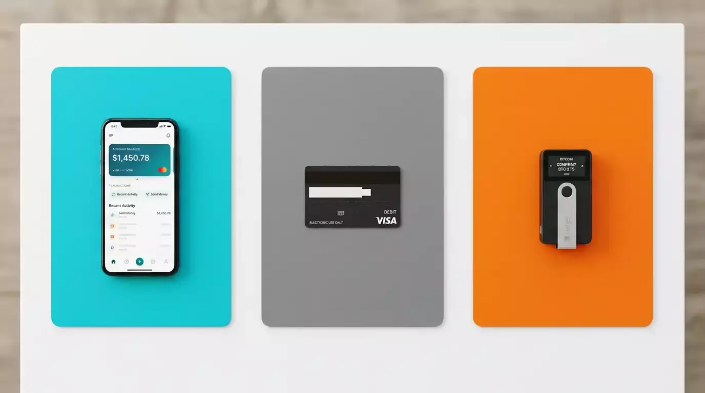 Side-by-side visual comparison of PayID, debit card, and cryptocurrency payment methods for Australian casinos