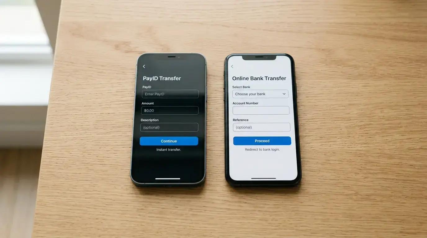 Side-by-side comparison of PayID and POLi payment methods at Australian casinos