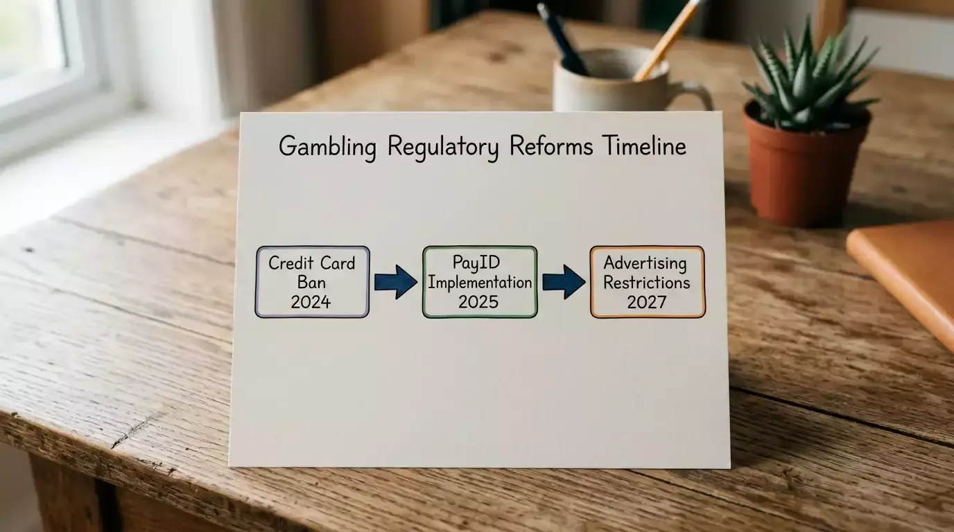 Timeline of Australian gambling regulatory reforms from credit card ban to advertising restrictions