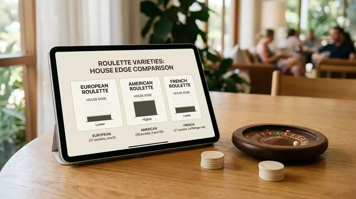 Roulette variant comparison showing house edge differences