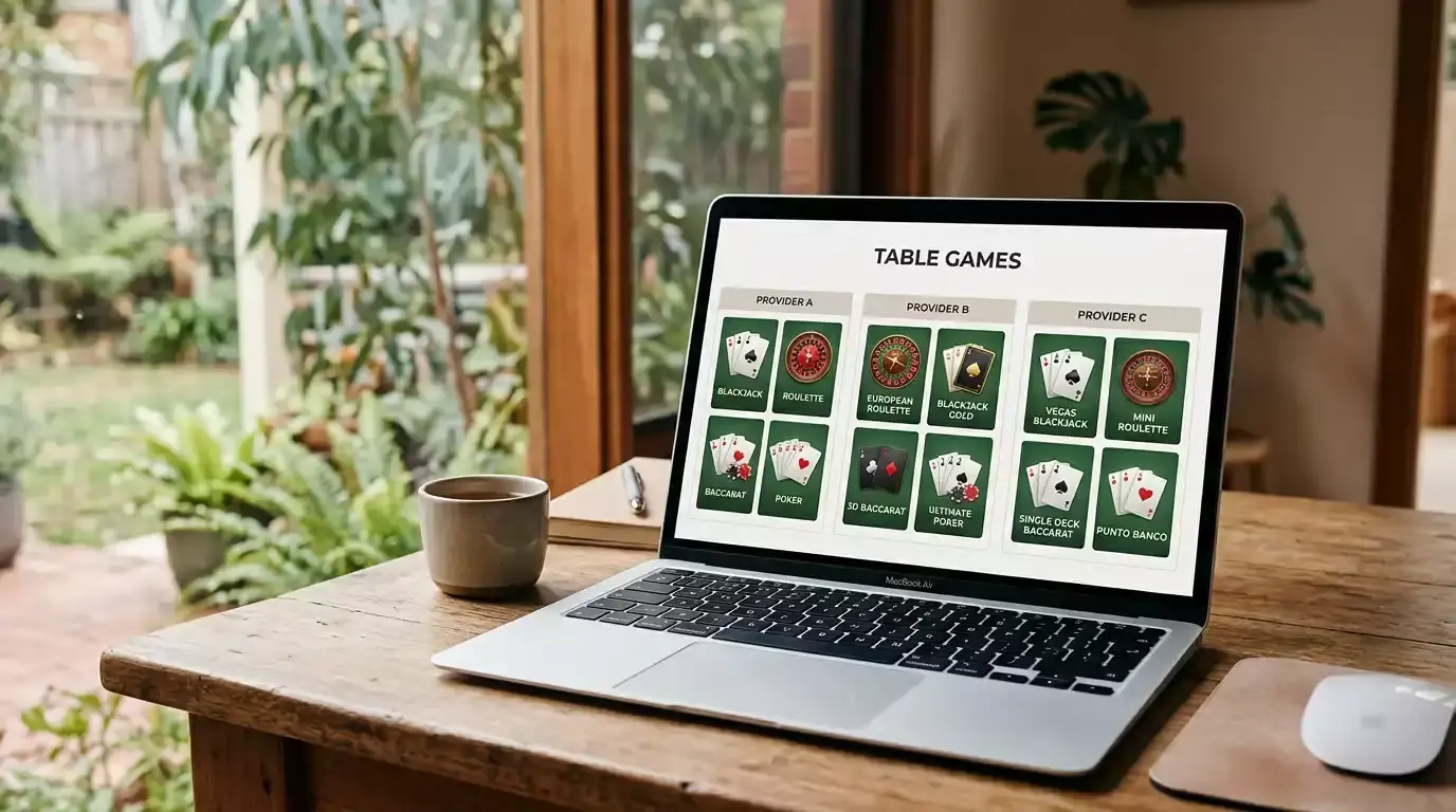 Table game selection across different software providers at PayID casinos