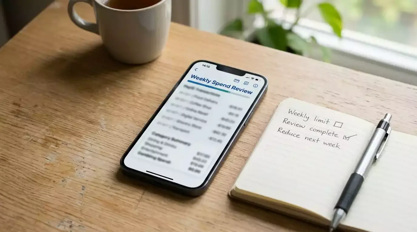 Weekly gambling spend review using PayID transaction records in banking app