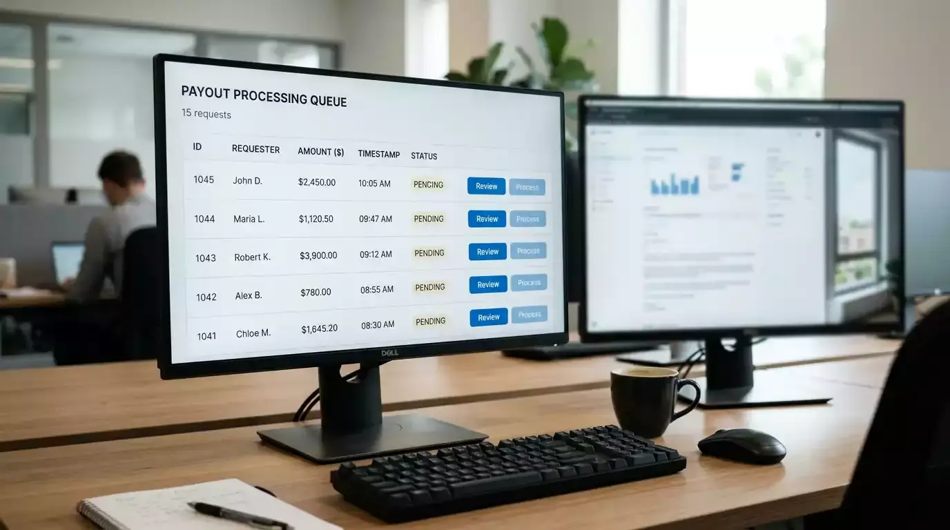 Casino withdrawal processing queue showing batch intervals for PayID payouts
